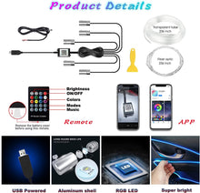 Load image into Gallery viewer, Interior Car LED Strip Lights with Wireless APP and Remote Control, RGB 5 in 1 Ambient Lighting Kits