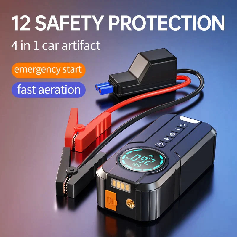 Intelligent Car Jump Starter with Wireless Air Pump & Digital Display